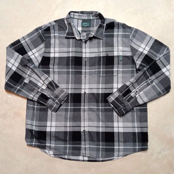 Woolrich Men's Black & Gray Plaid Flannel Button Shirt - Size 2XL - Picture 1 of 8